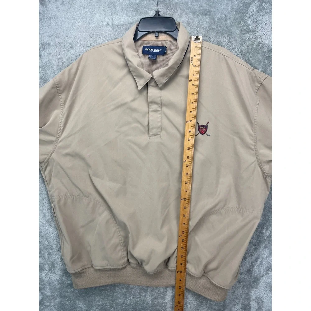 VTG Polo Golf Ralph Lauren Men's 1/4 Snap Windbreaker Jacket XXL Beige Polyester